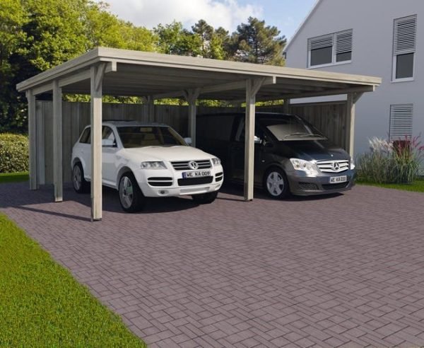 Carport Double WEKA 618 Imprégné - Dimensions 603 x 512 cm