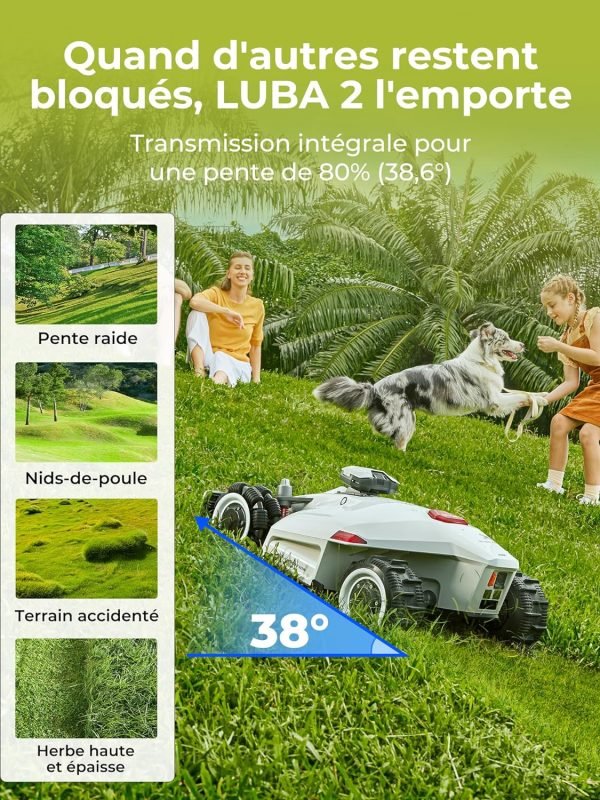 LUBA 2 AWD 5000 Robot Tondeuse - Jusqu'à 5000 m², Gère des Pentes de 80 %, Installation sans Fil – Image 6