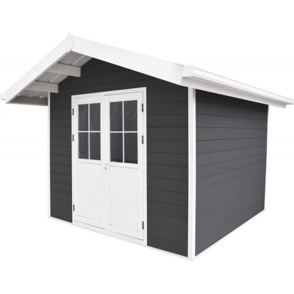 Abri de jardin en bois composite 28mm anthracite 7,78m² PREMIUM