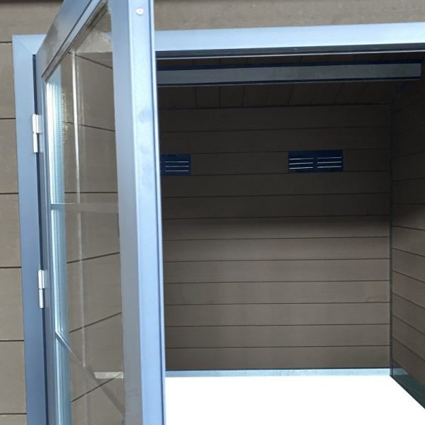 Abri de jardin en bois composite 28mm gris foncé 9m² double porte alu et double vitrage – Image 8