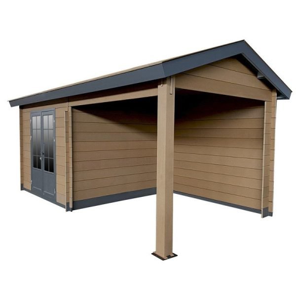 Abri de jardin en bois composite bois vieilli 9m² + 9m² terrasse - Woodlife Garden – Image 8