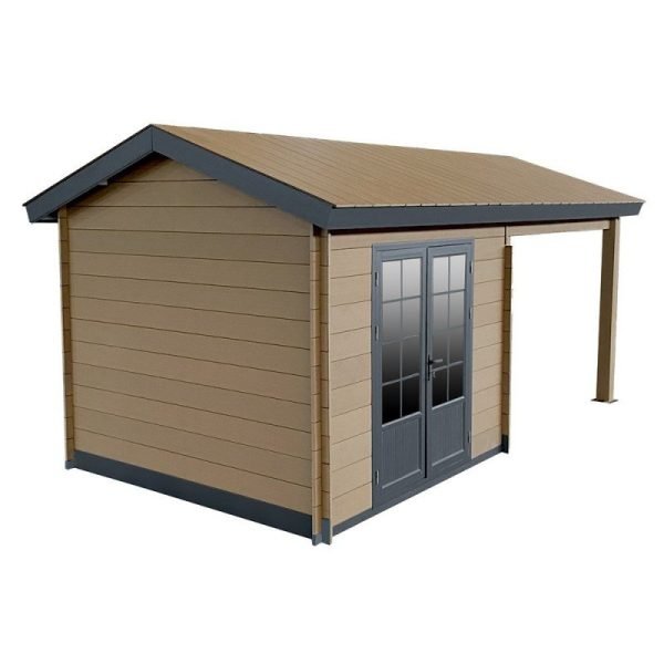 Abri de jardin en bois composite bois vieilli 9m² + 9m² terrasse - Woodlife Garden – Image 7