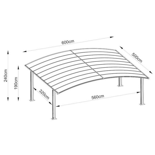 Carport double 30m² en aluminium et polycarbonate transparent EAGLE – Image 3