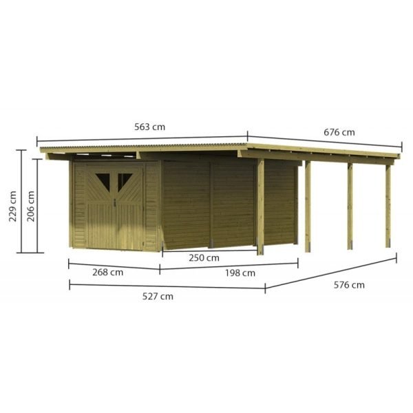 Carport en bois autoclave 30,35m² avec débarras 14,4m² – Image 2