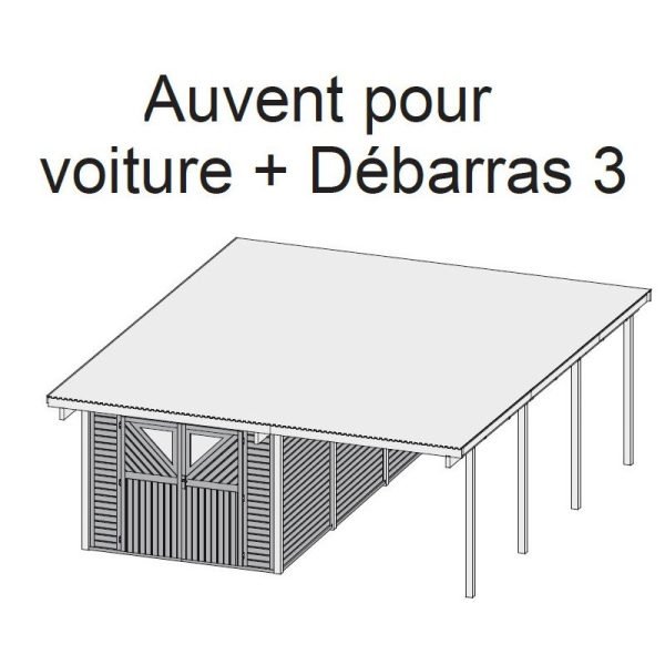 Carport en bois autoclave 30,35m² avec débarras 14,4m² – Image 3