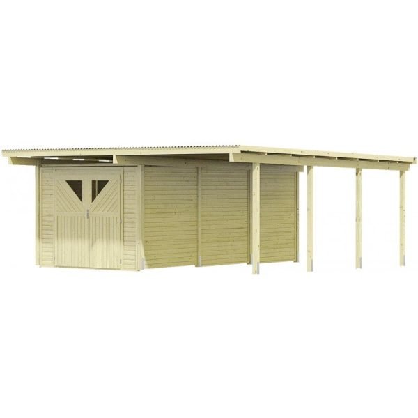 Carport en bois autoclave 30,35m² avec débarras 14,4m² – Image 4