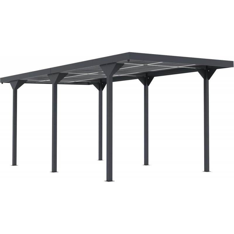 Carport toit plat en acier galvanisé anthracite 284x546cm - X-METAL – Image 5