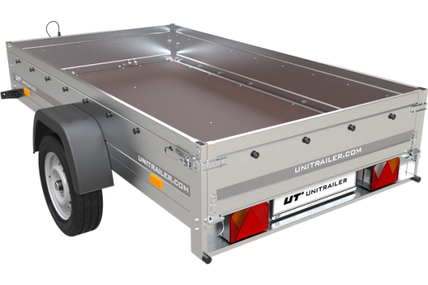 Remorque voiture simple essieu Unitrailer Garden Trailer 230 x 125 cm avec timon fixe 500/750 kg