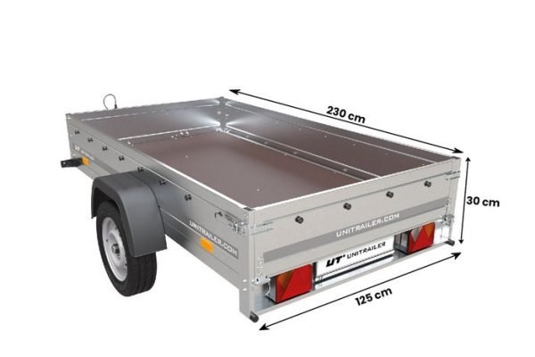 Remorque voiture simple essieu Unitrailer Garden Trailer 230 x 125 cm avec timon fixe 500/750 kg – Image 6