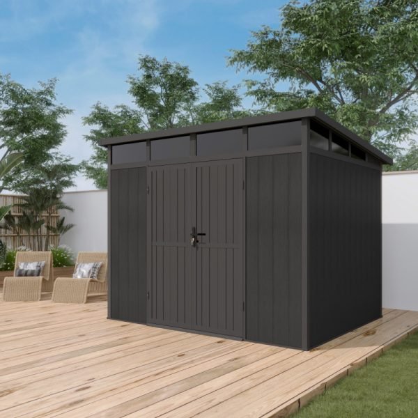 Abri de jardin en bois composite 19,2mm anthracite 5,95m² GORDON skylight